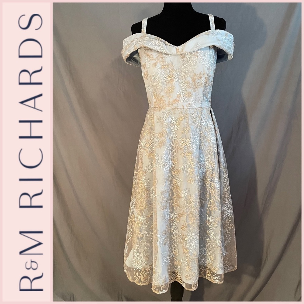 R&M Richards pastel blue and gold formal/prom dress.  Size 12